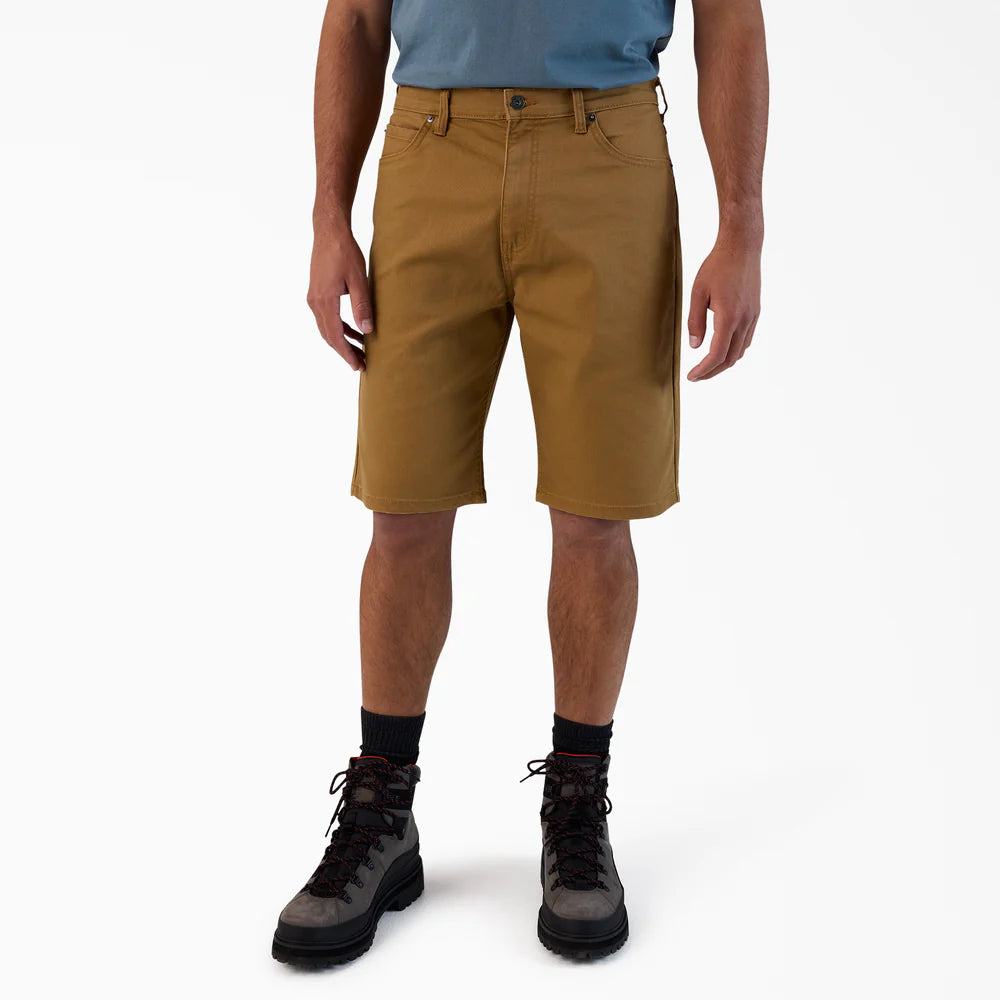 Dickies FLEX 5-Pocket Duck Canvas Shorts, 11"-Black- A87LP
