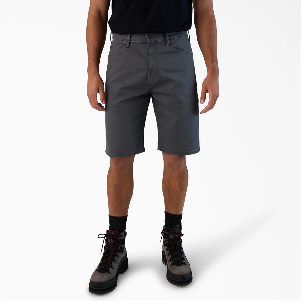 Dickies FLEX 5-Pocket Duck Canvas Shorts, 11"-Black- A87LP