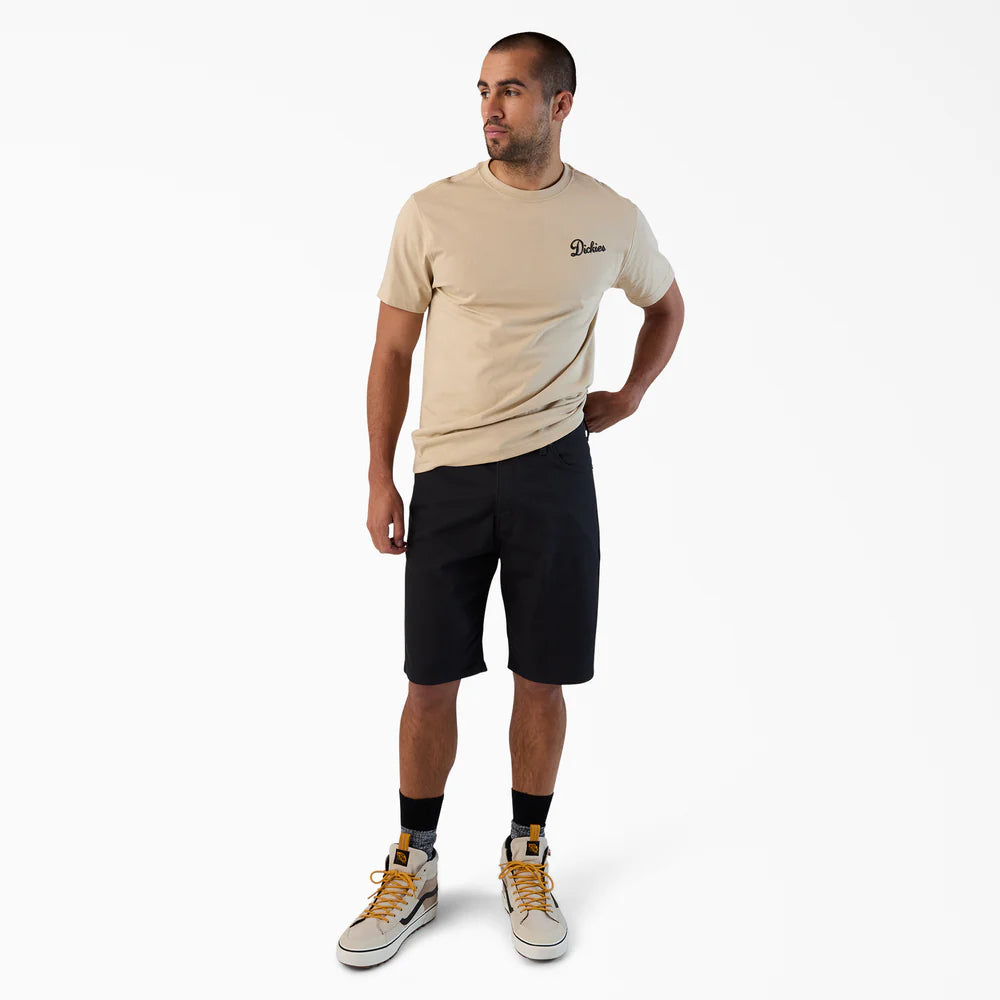 Dickies FLEX 5-Pocket Duck Canvas Shorts, 11"-Black- A87LP