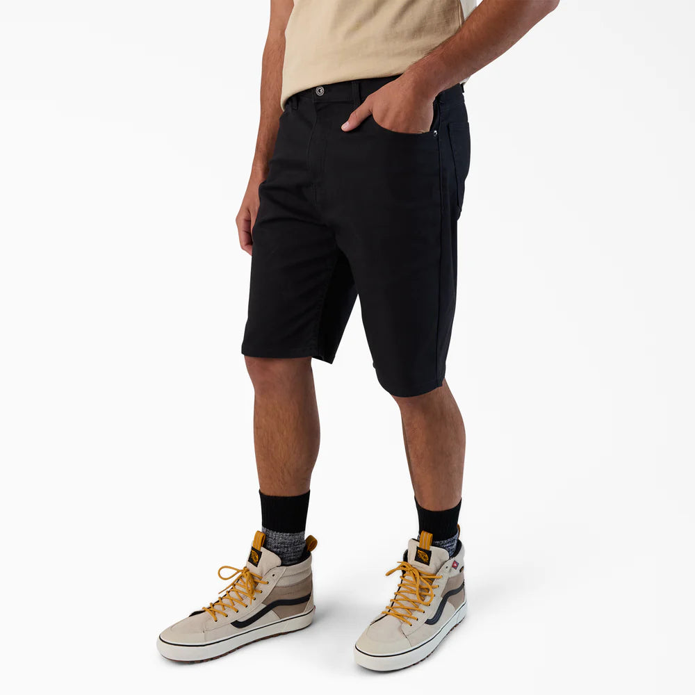 Dickies FLEX 5-Pocket Duck Canvas Shorts, 11"-Black- A87LP