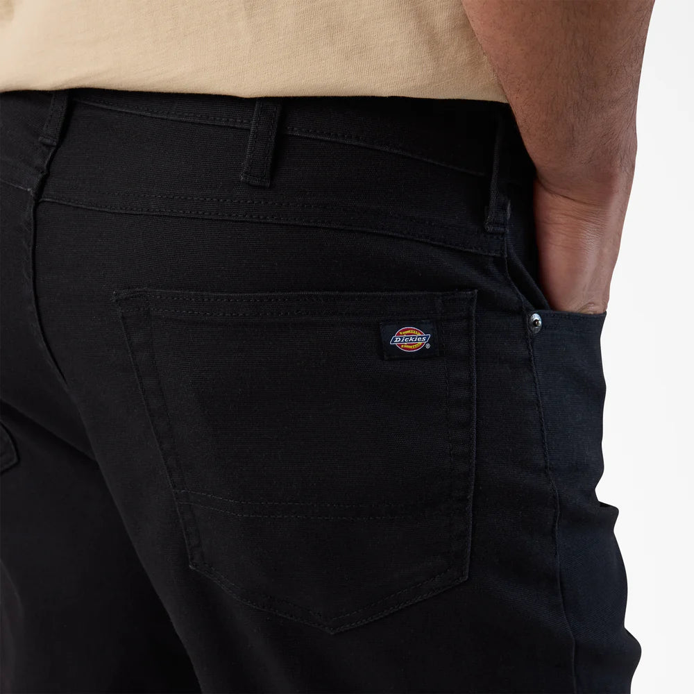 Dickies FLEX 5-Pocket Duck Canvas Shorts, 11"-Black- A87LP