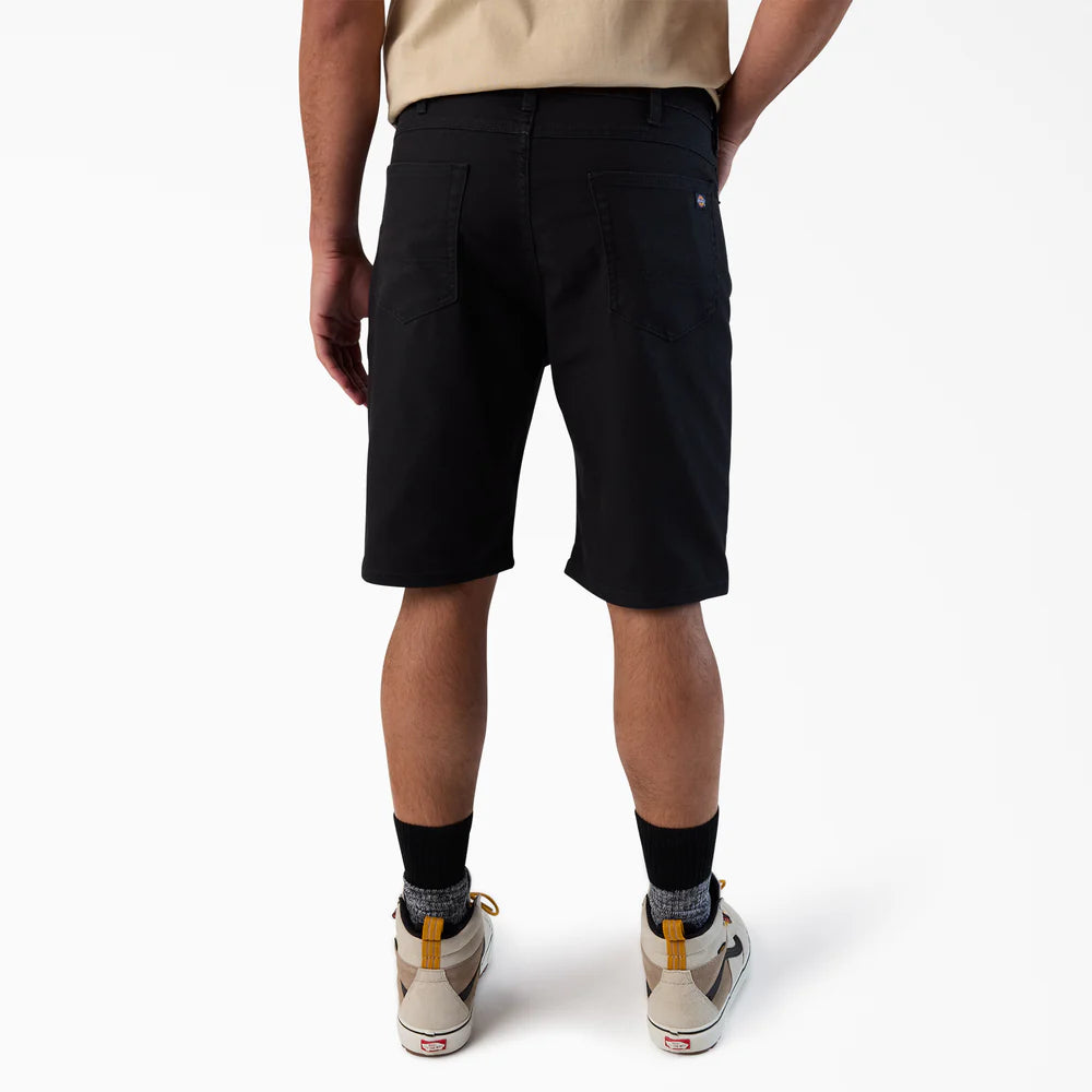 Dickies FLEX 5-Pocket Duck Canvas Shorts, 11"-Black- A87LP