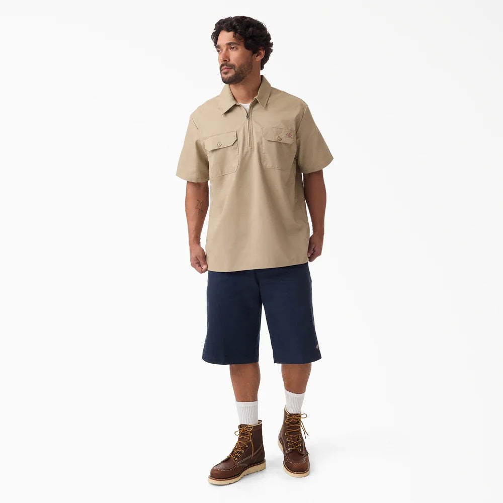 dickies 1/4 Zip Ss Work Shirt- A88A1-DESERT SAND