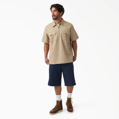 dickies 1/4 Zip Ss Work Shirt- A88A1-DESERT SAND
