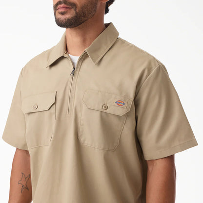 dickies 1/4 Zip Ss Work Shirt- A88A1-DESERT SAND