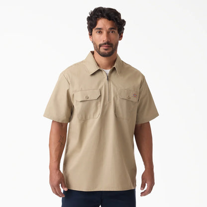 dickies 1/4 Zip Ss Work Shirt- A88A1-DESERT SAND