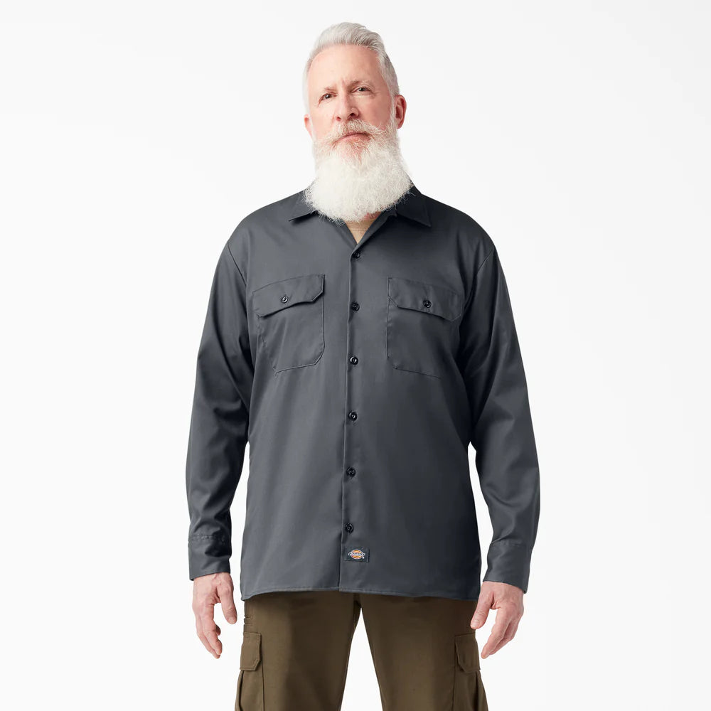 Dickies FLEX Relaxed Fit Long Sleeve Work Shirt-A877S-0CH(Charcoal)