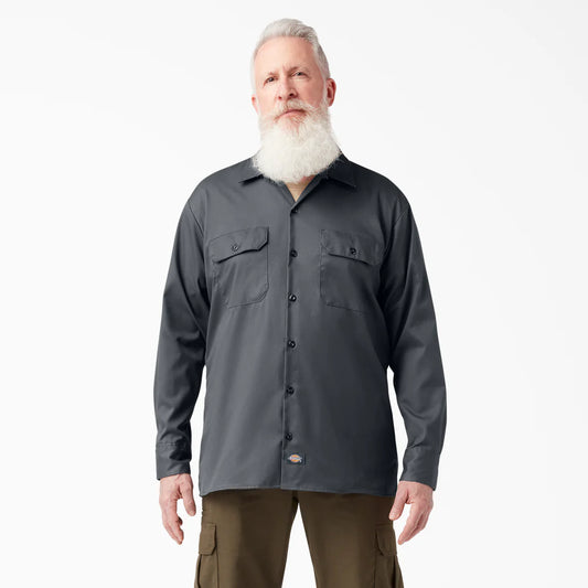 Dickies FLEX Relaxed Fit Long Sleeve Work Shirt-A877S-0CH(Charcoal)