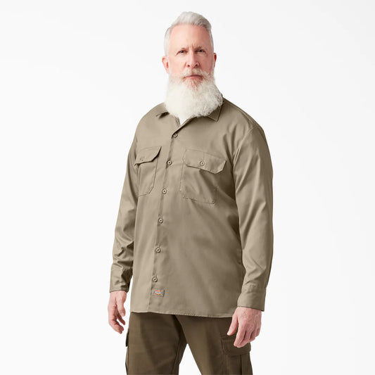 Dickies FLEX Relaxed Fit Long Sleeve Work Shirt-A877S-0DS(Desert Sand)