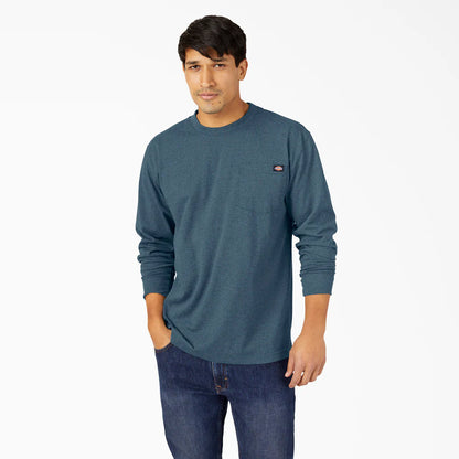 Dickies Heavyweight Heathered Long Sleeve Pocket T-Shirt-WL450H- Chocolate Heather