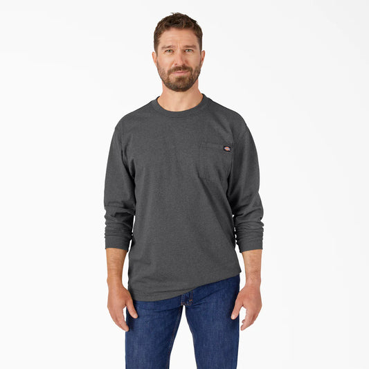 Dickies Heavyweight Heathered Long Sleeve Pocket T-Shirt-WL450H-  Charcoal Gray Heather