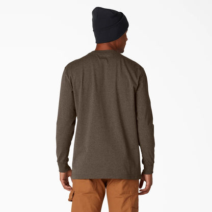 Dickies Heavyweight Heathered Long Sleeve Pocket T-Shirt-WL450H- Chocolate Heather