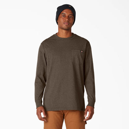 Dickies Heavyweight Heathered Long Sleeve Pocket T-Shirt-WL450H- Chocolate Heather