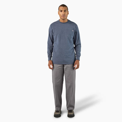 Dickies Heavyweight Heathered Long Sleeve Pocket T-Shirt-WL450H- Chocolate Heather