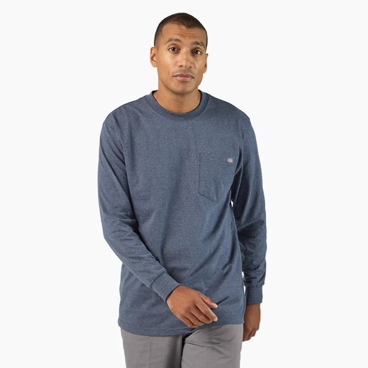 Dickies Heavyweight Heathered Long Sleeve Pocket T-Shirt-WL450H-Dark Denim Heather