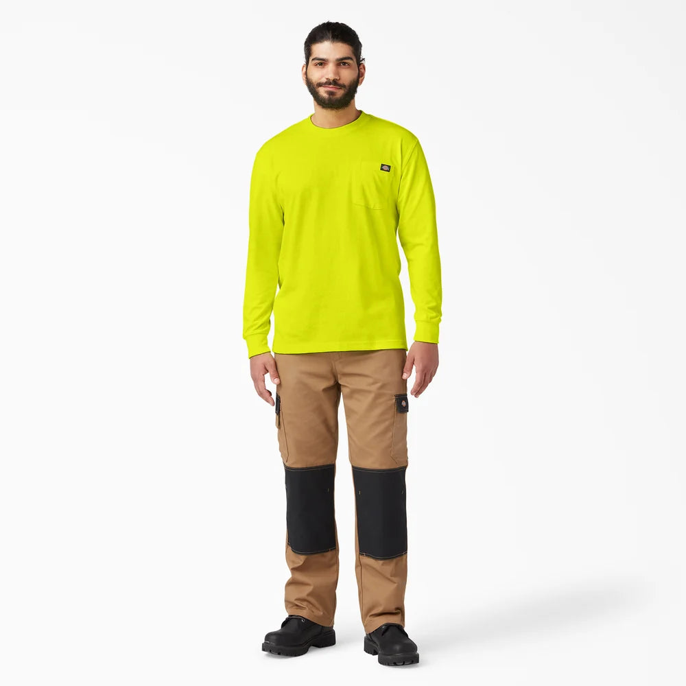 Dickies Heavyweight Neon Long Sleeve Pocket T-Shirt-WL450N- Bright Yellow