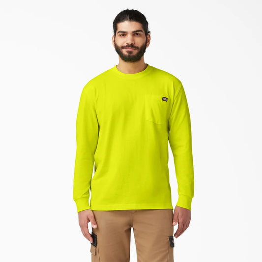 Dickies Heavyweight Neon Long Sleeve Pocket T-Shirt-WL450N- Bright Yellow