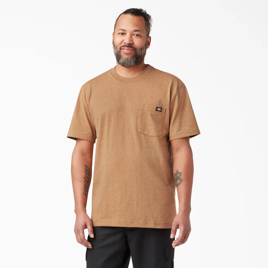 Dickies Heavyweight Heathered Short Sleeve Pocket T-Shirt - WS450H-Brown Duck Heather