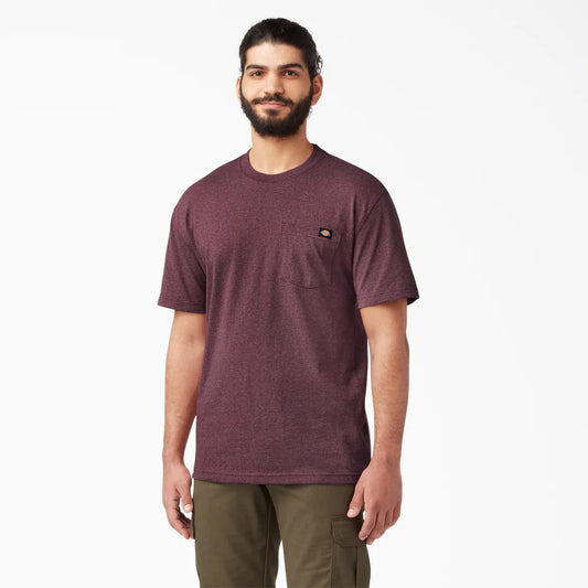 Dickies Heavyweight Heathered Short Sleeve Pocket T-Shirt - WS450H-Burgundy Heather