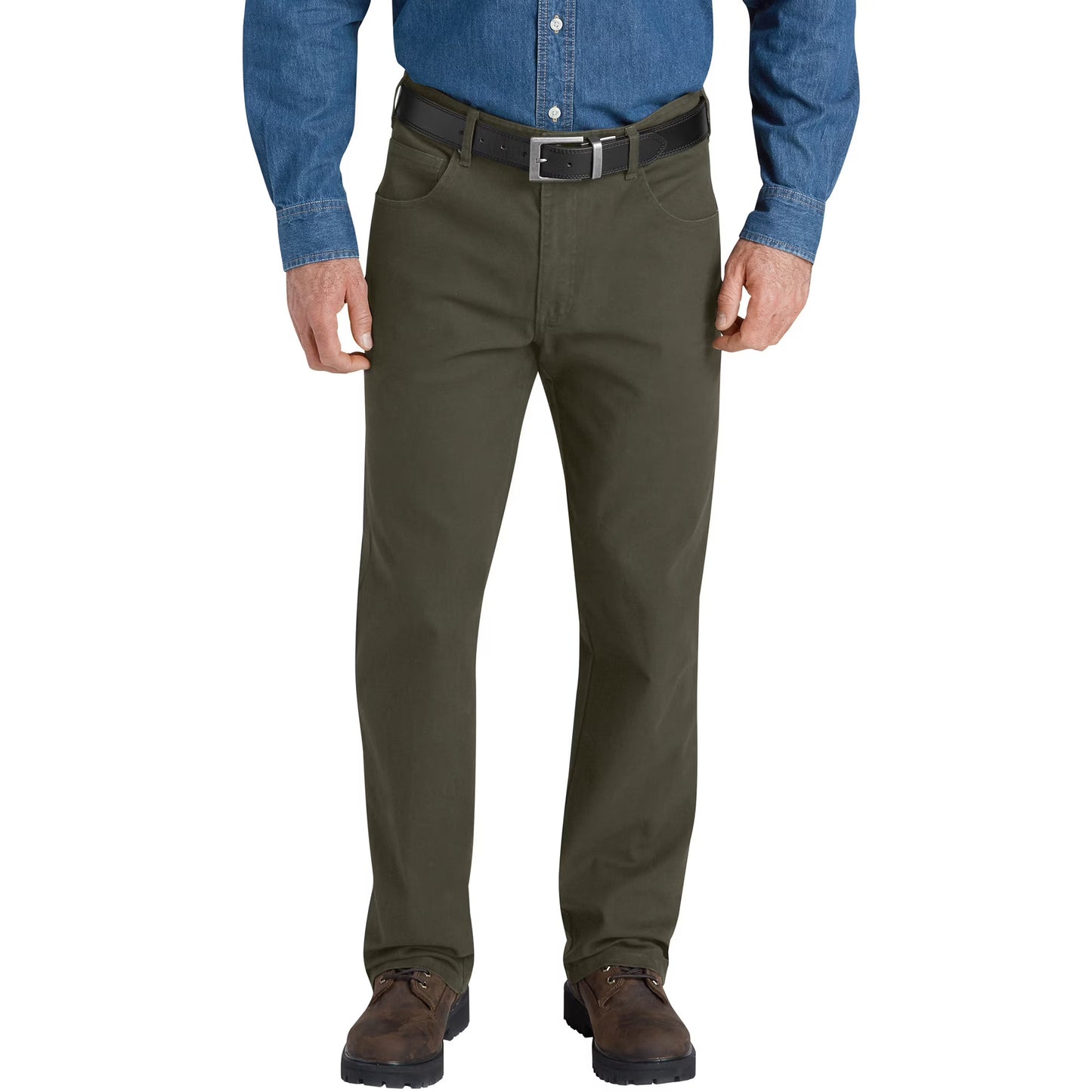 Dickies Dungaree Jean Regular Fit Flex Pant, Rinsed Moss Green, 36 x 34, Clearance