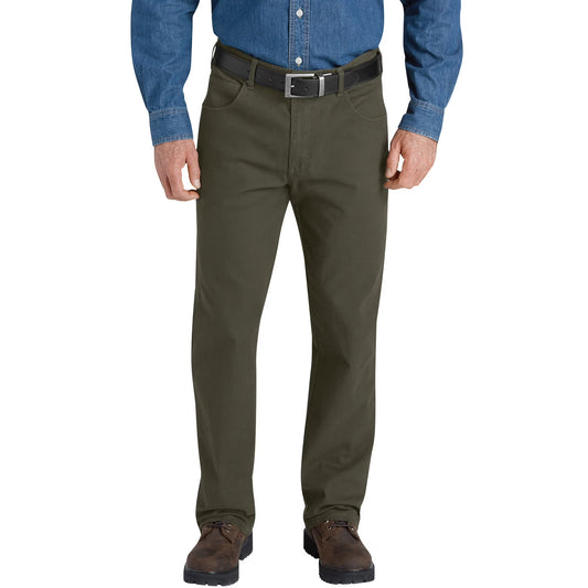 Dickies Dungaree Jean Regular Fit Flex Pant, Rinsed Moss Green, 36 x 34, Clearance