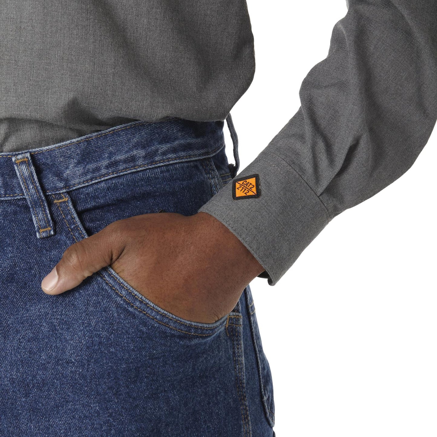 Wrangler® FR Flame-Resistant Riggs Twill Solid Work Shirt - Grey