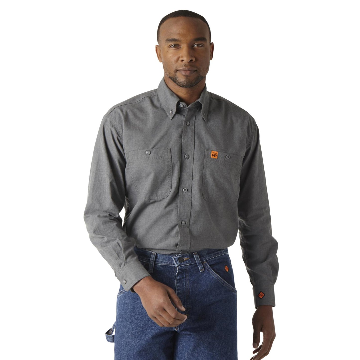 Wrangler® FR Flame-Resistant Riggs Twill Solid Work Shirt - Grey