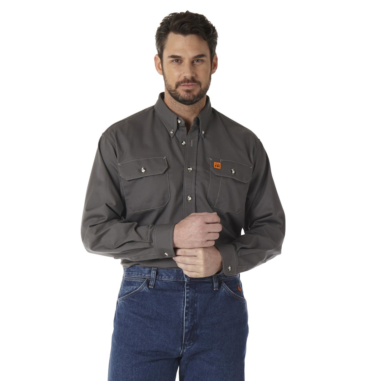 Wrangler® FR Flame-Resistant Riggs Work Shirt - Slate Grey