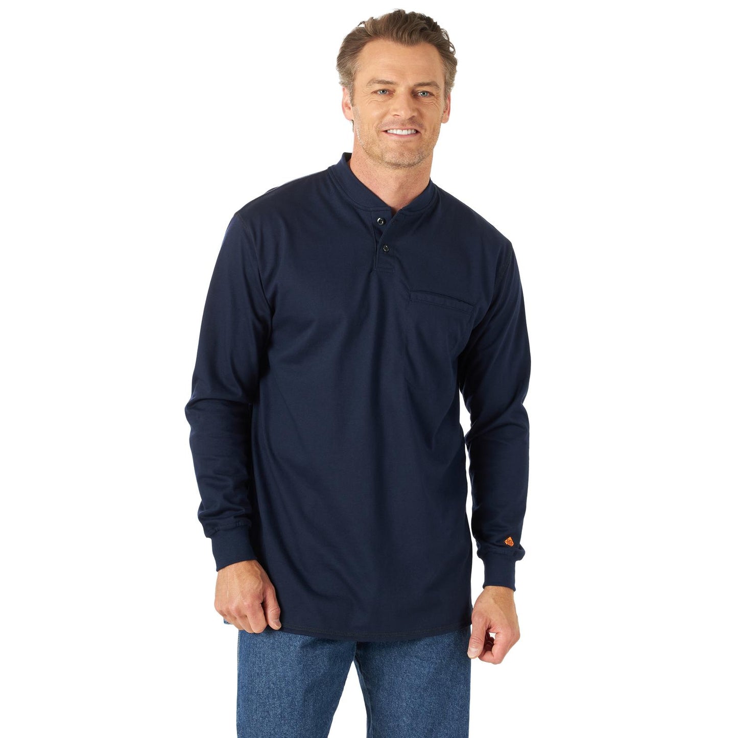 Wrangler® FR Flame-Resistant Long Sleeve Lightweight Henley - Navy