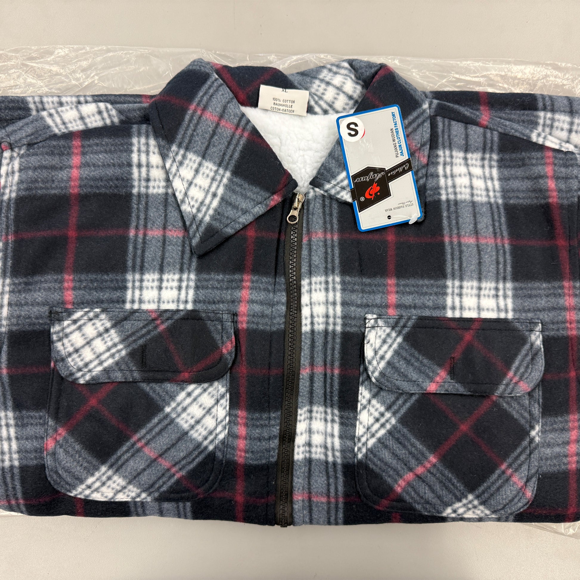 Basics Zip Up Flannel Fleece Jacket, Clearance - Basics Clothing Store