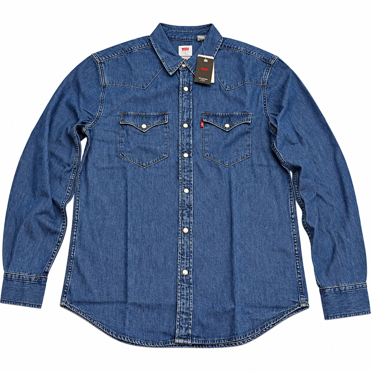 Levi’s Men’s Long Sleeve Denim Western Shirt – Medium Blue Wash