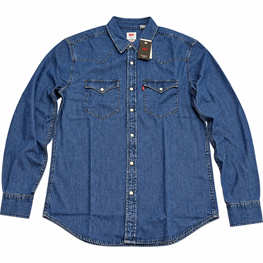 Levi’s Men’s Long Sleeve Denim Western Shirt – Medium Blue Wash