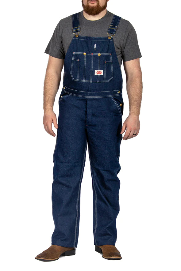 Round House #980 Classic Blue Denim Zipper Fly Bib Overalls