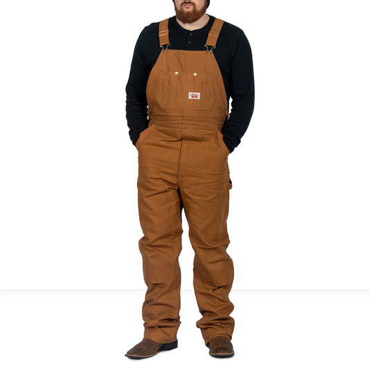 Round House Made in USA 83 12 Oz full double knees Brown Duck Bib Overalls