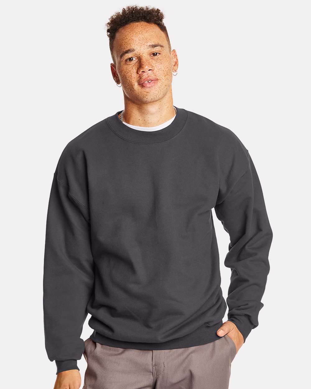 Crew Neck Sweatshirt Grey Hanes Sweatshirt Hanes Ultimate Cotton