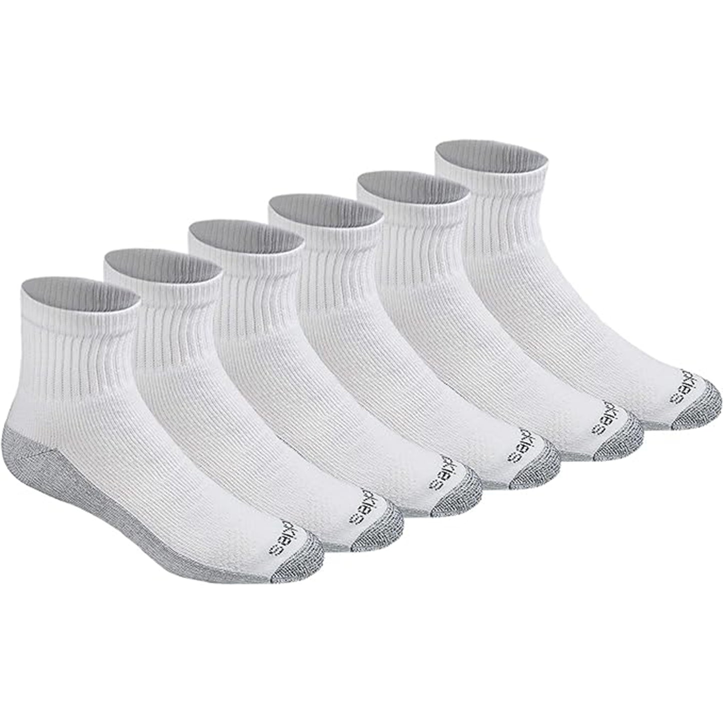 Dickies Men's 6 Packs Dri-tech Moisture Control Quarter Socks, Sizes 12-15