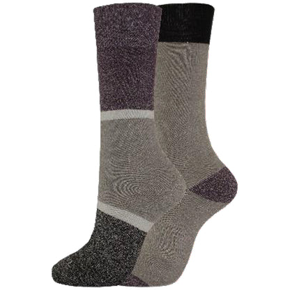 Dickies Women's 2 Packs Charcoal Fiber Color Block Thermal Crew Socks, Size 6-9