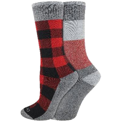 Dickies Women's 2 Packs Charcoal Fiber Plaid Thermal Crew Socks, Size 6-9