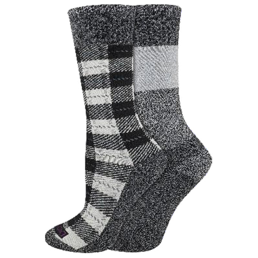 Dickies Women's 2 Packs Charcoal Fiber Plaid Thermal Crew Socks, Size 6-9