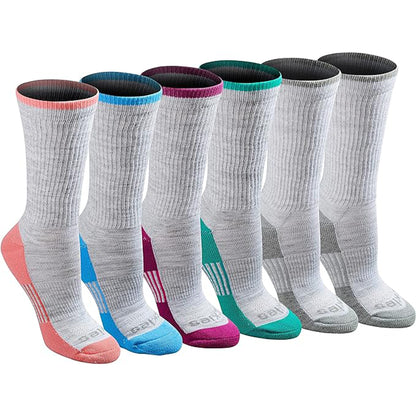 Dickies Women's 6 Packs Dri-Tech Moisture Control Free Run Crew Socks, Sizes 6-9