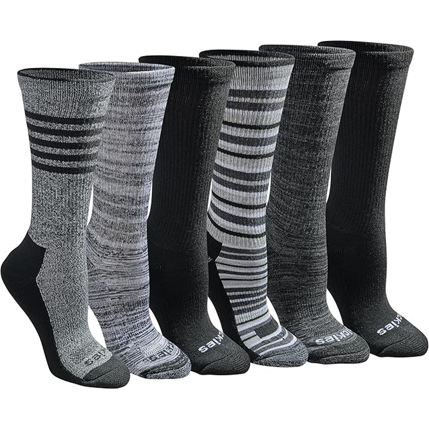 Dickies Women's 6 Packs Dri-Tech Moisture Control Striped Asst Crew Socks, Sizes 6-9