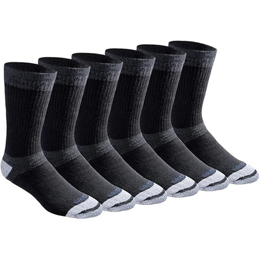 Dickies Men's 6 Packs Dri-Tech Max Cushion Crew Socks, Sizes 6-12