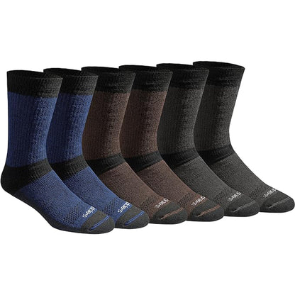 Dickies Men's 6 Packs Dri-Tech Max Cushion Crew Socks, Sizes 6-12