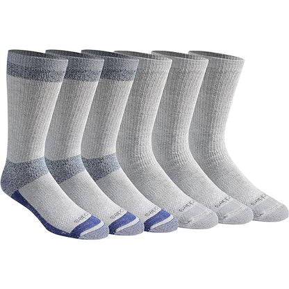 Dickies Men's 6 Packs Dri-Tech Max Cushion Crew Socks, Sizes 6-12