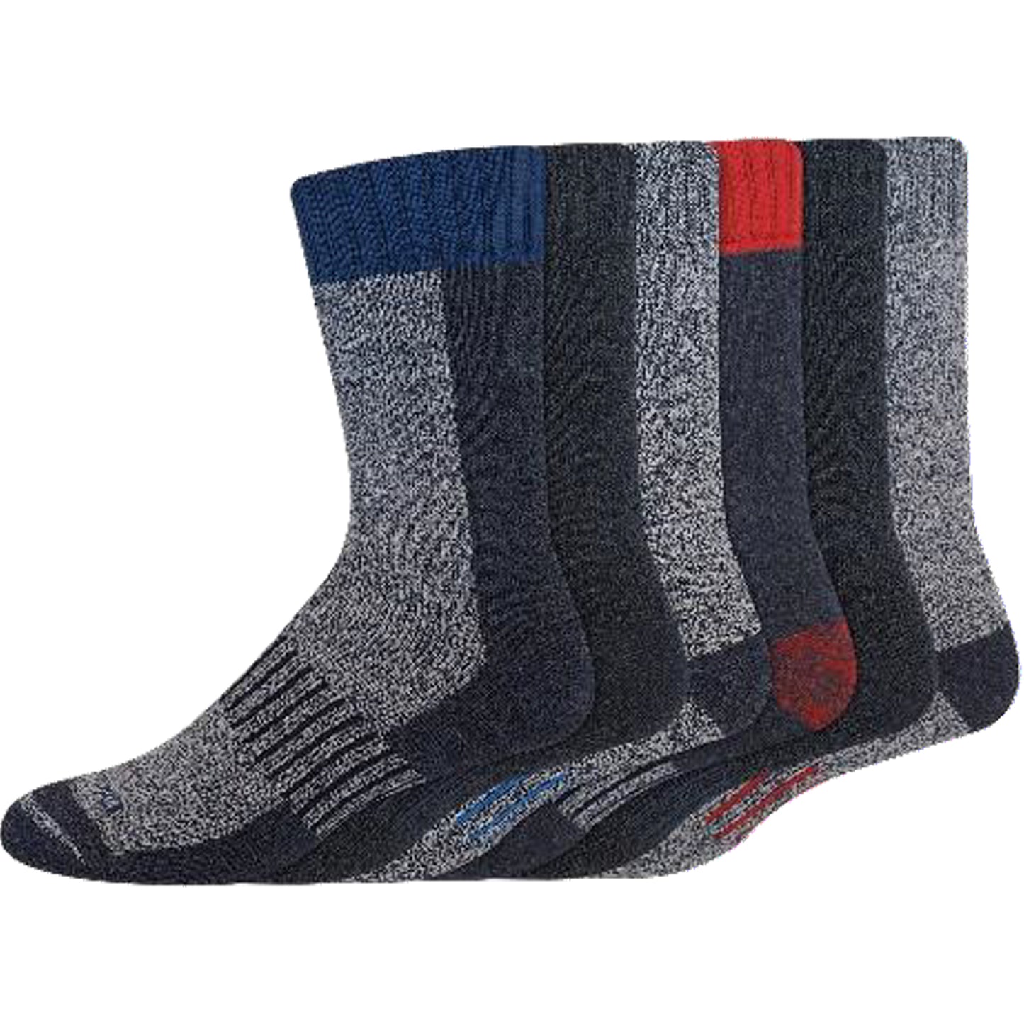 Dickies Men's 6 Packs The Trekker Crew Vertical Block Asst Sock, Sizes 6-12