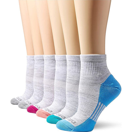 Dickies Women's 6 Packs Dri-Tech Moisture Control Free Run Quarter Socks, Sizes 6-9