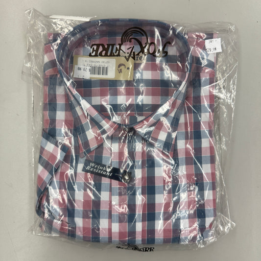 FoxFire Button Up Short Sleeve Shirt - Navy Red - CLEARANCE