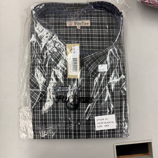 FoxFire Button Up Short Sleeve Shirt - Black - CLEARANCE