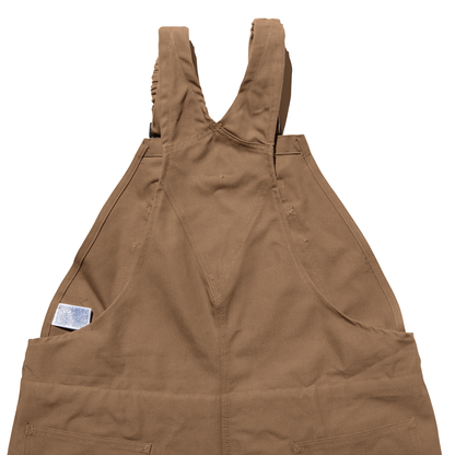 Bulwark Men's Heavyweight FR Insulated Brown Duck Bib Overall with Knee Zip - BLN6