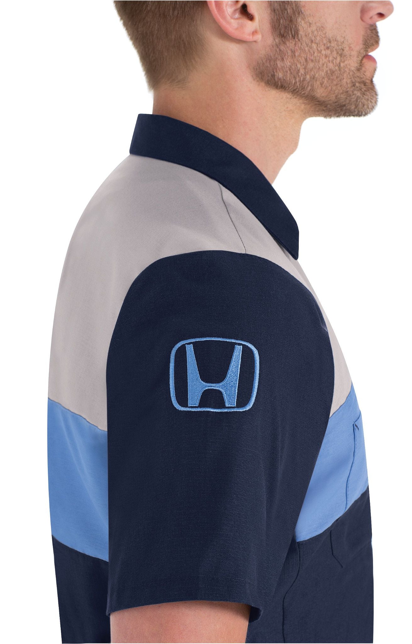 HONDAオフロードシャツ Honda® Short Sleeve Technician Shirt - Navy/Lt. Grey/Honda Blue
